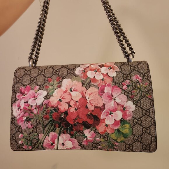 Gucci Blooms Medium Dionysus Shoulder Bag Red Cherry Blossom Canvas Suede - Picture 4 of 12